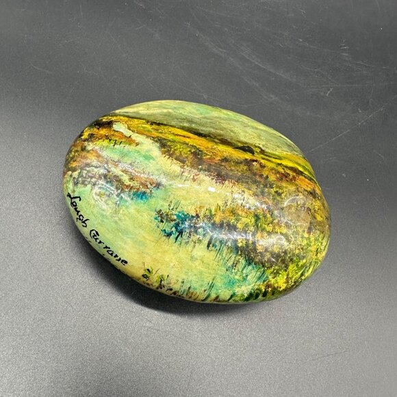 Vintage Rock Hand Painted Kerry Ireland Nature Landscape Lake Mountain Folk Art - Picture 1 of 10